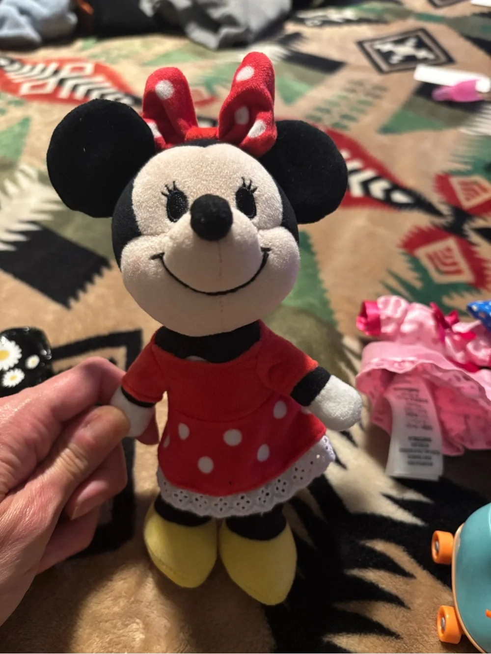 Disney Minnie Mouse Plush in Red Polka Dot Dress with Yellow Shoes